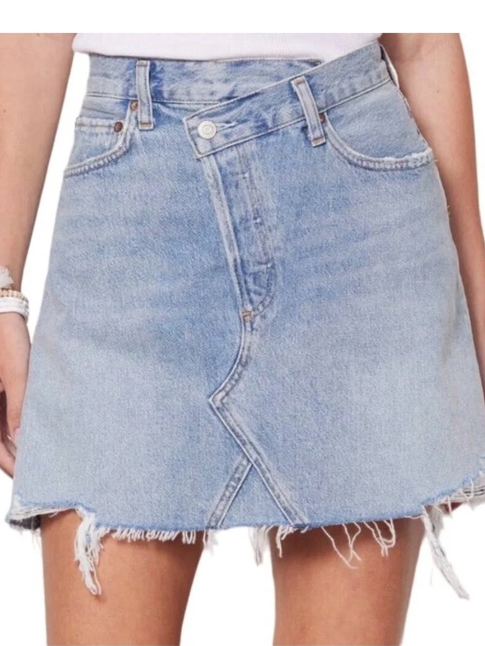 Agolde Criss Cross Denim Mini Skirt